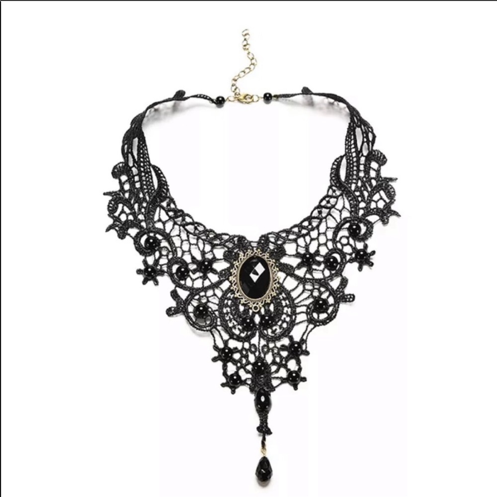 Black Lace Choker Collar Victorian Punk Goth